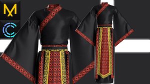 3D Mens Folk Outfit OBJ mtl FBX model