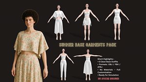 Summer Base Outfit Pack 5 Clean Marvelous Designer Clothing 3D Models OBJFBXZPRJ 3D model