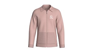 Men Dusty Pink Full-Zip Collared Track Jacket 3D model