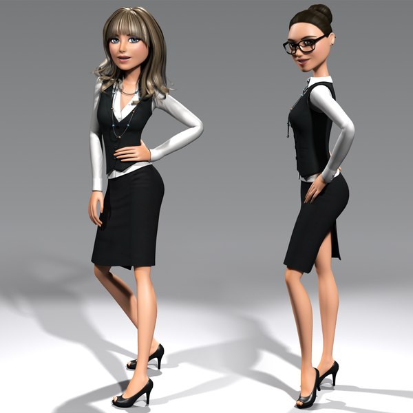 3d Cartoon Character Young Woman Model