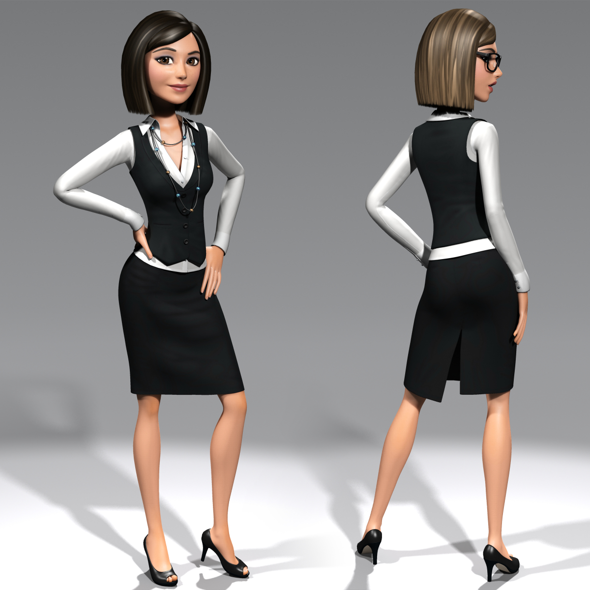 3d Cartoon Character Young Woman Model