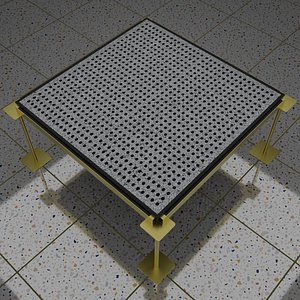 3D Perforated Raised Floor with Pedestals and Stringer 3 model