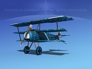triplanes fokker dr-1 fighter 3d model