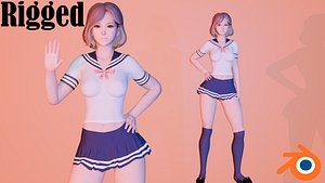 School Girl 3D Model  Fully Rigged with Face Rig 3D