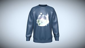 Mens Sweatshirt-Water  colour Garden In Low Poly model