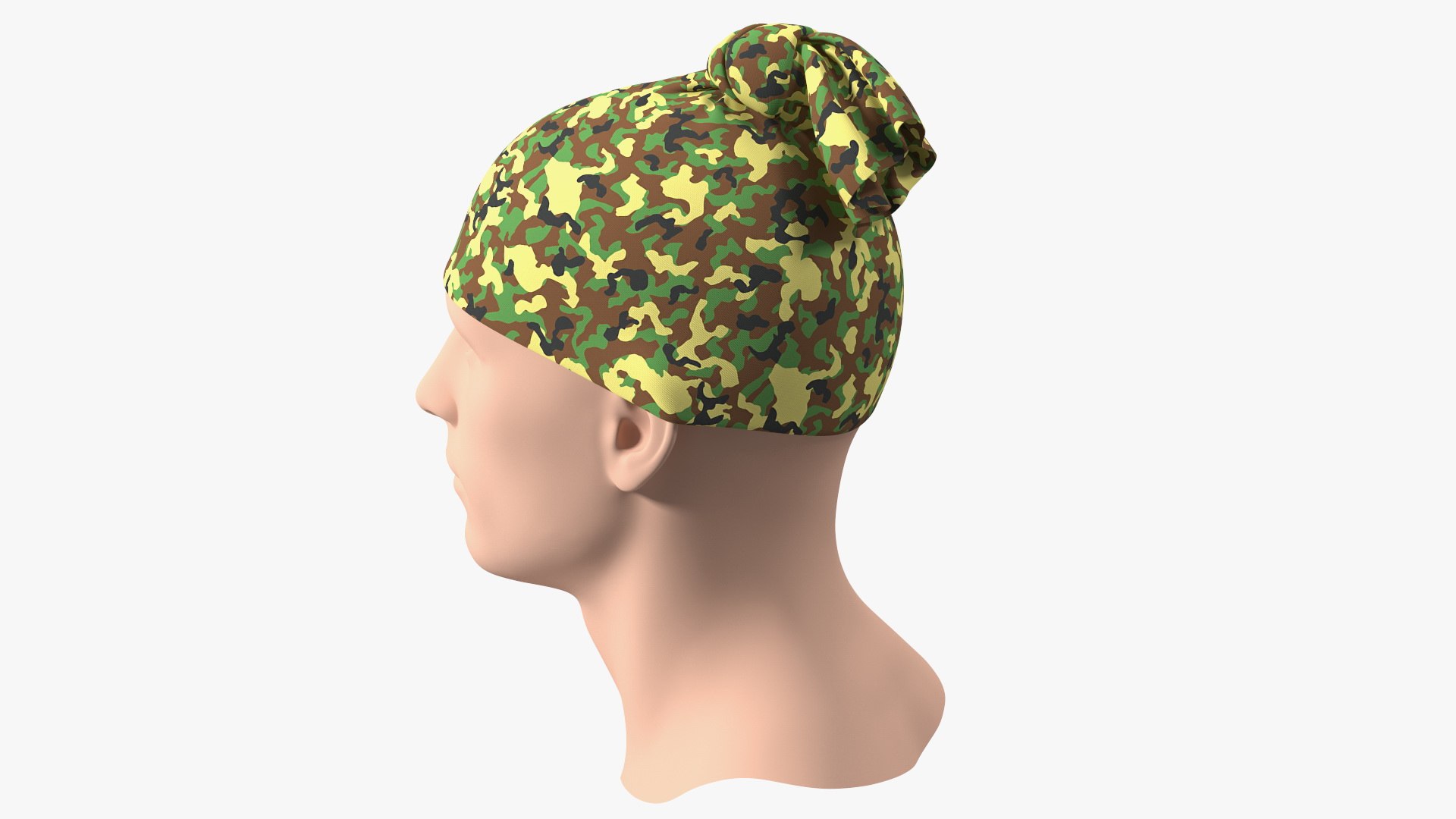 Neck Gaiter worn on Head Camo 3D model preview