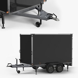 3D Box Style Enclosed Cargo Trailer Black model