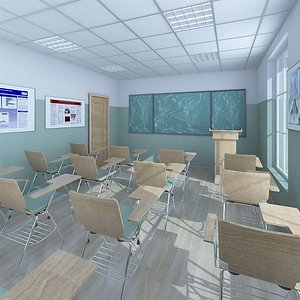 3d model classroom interior design