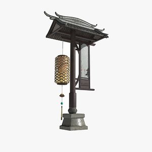 3D Ancient Asian landscape street lights