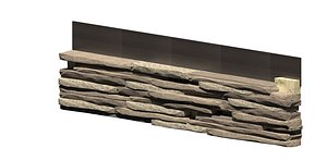 granite stone wall 3D model