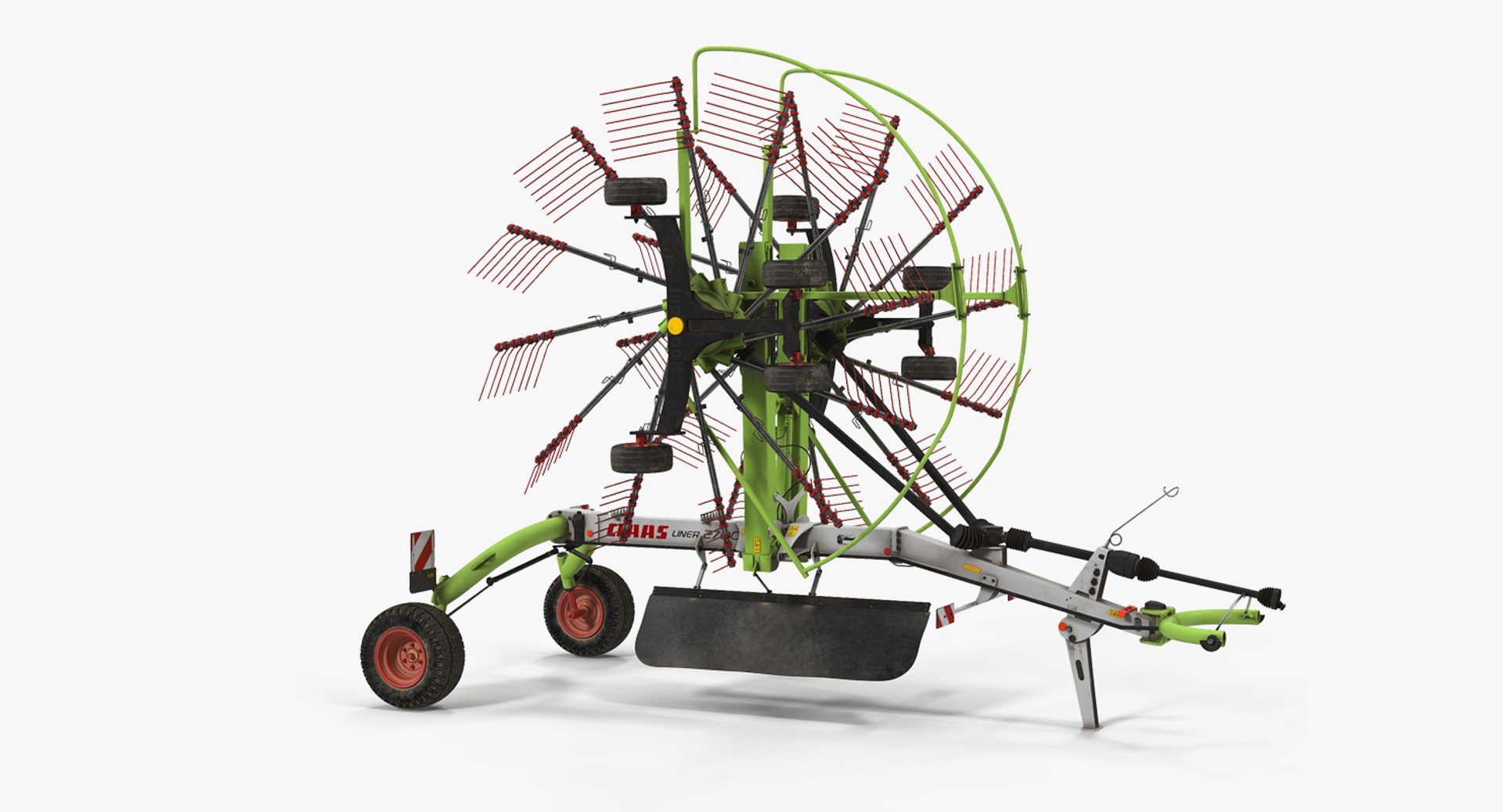 Used Twin Rotor Hay Rake Claas Liner 2700 Parked 3D Model 3D model preview