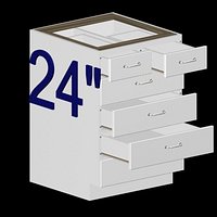 728-24- 24 inch 6 drawer kitchen cabinet base in plain white