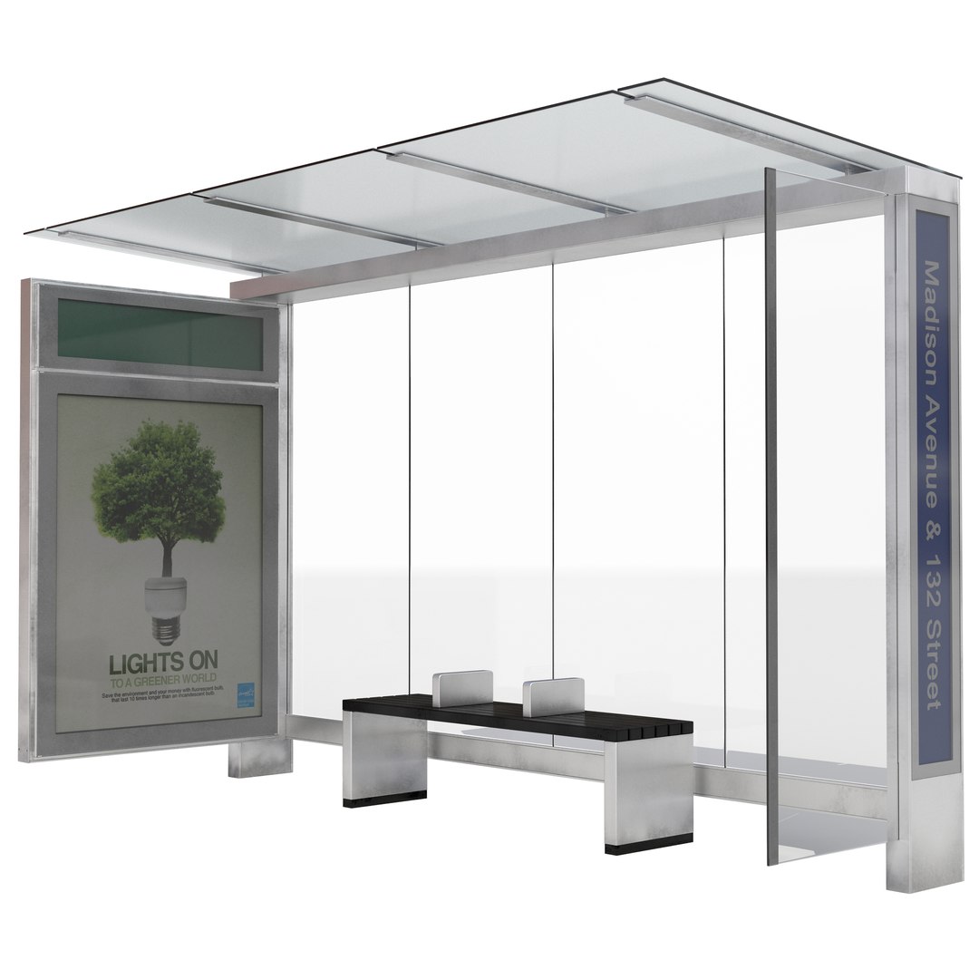 New York Bus Stop 3D model preview