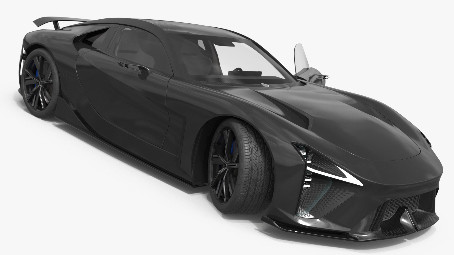 Aerodynamic Sport Concept Vehicle Black Rigged 3D model preview