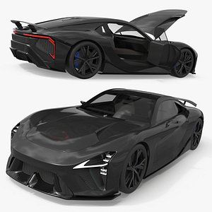 3D Aerodynamic Sport Concept Vehicle Black Rigged model
