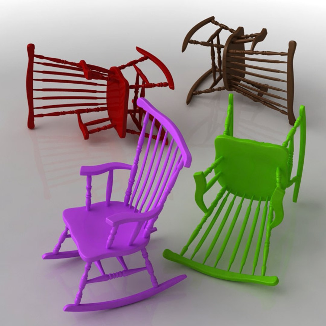 Wooden Rocking Chair 3d 3ds