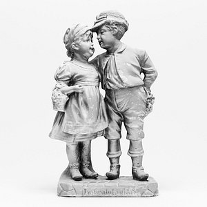 realistic vintage couple statuette 3d model