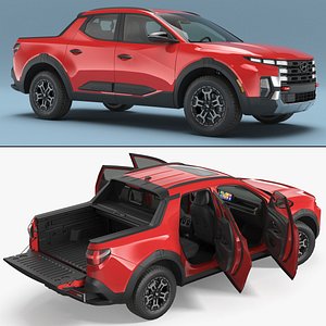 3D model Vehicle Pickup Hyundai Santa Cruz Red Rigged for Maya