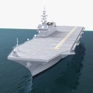 Izumo Class Maritime Defense Vessel on Water 3D model
