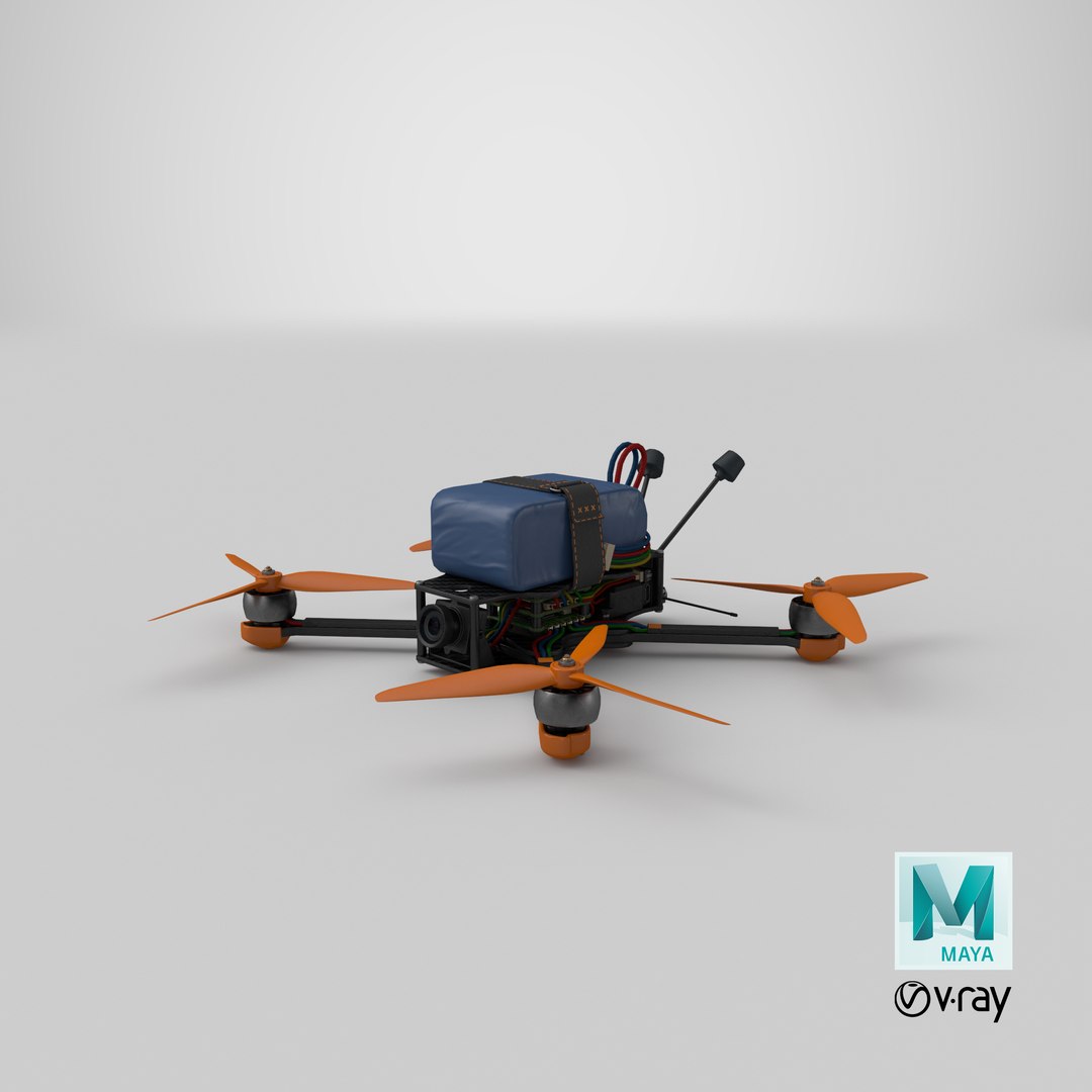 3D FPV Drone PBR model https://p.turbosquid.com/ts-thumb/FR/BkalUE/uM/stemcell_maya_vray_render/png/1721802419/1920x1080/fit_q87/8e5381e2a1f71d930f76c224a8b29617f5d49774/stemcell_maya_vray_render.jpg