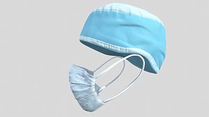 3D Medical mask and cap Medic Doctor model