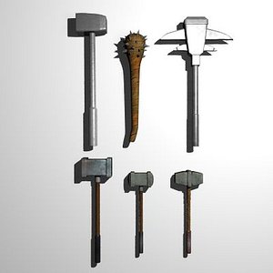 3ds max set medieval axes clubs