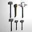 Medieval Axes and Clubs low poly