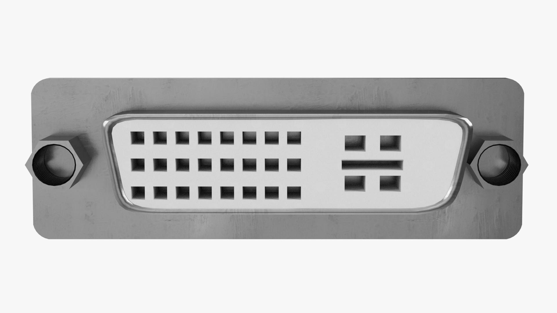 3d Dvi Panel Mount Connector Model
