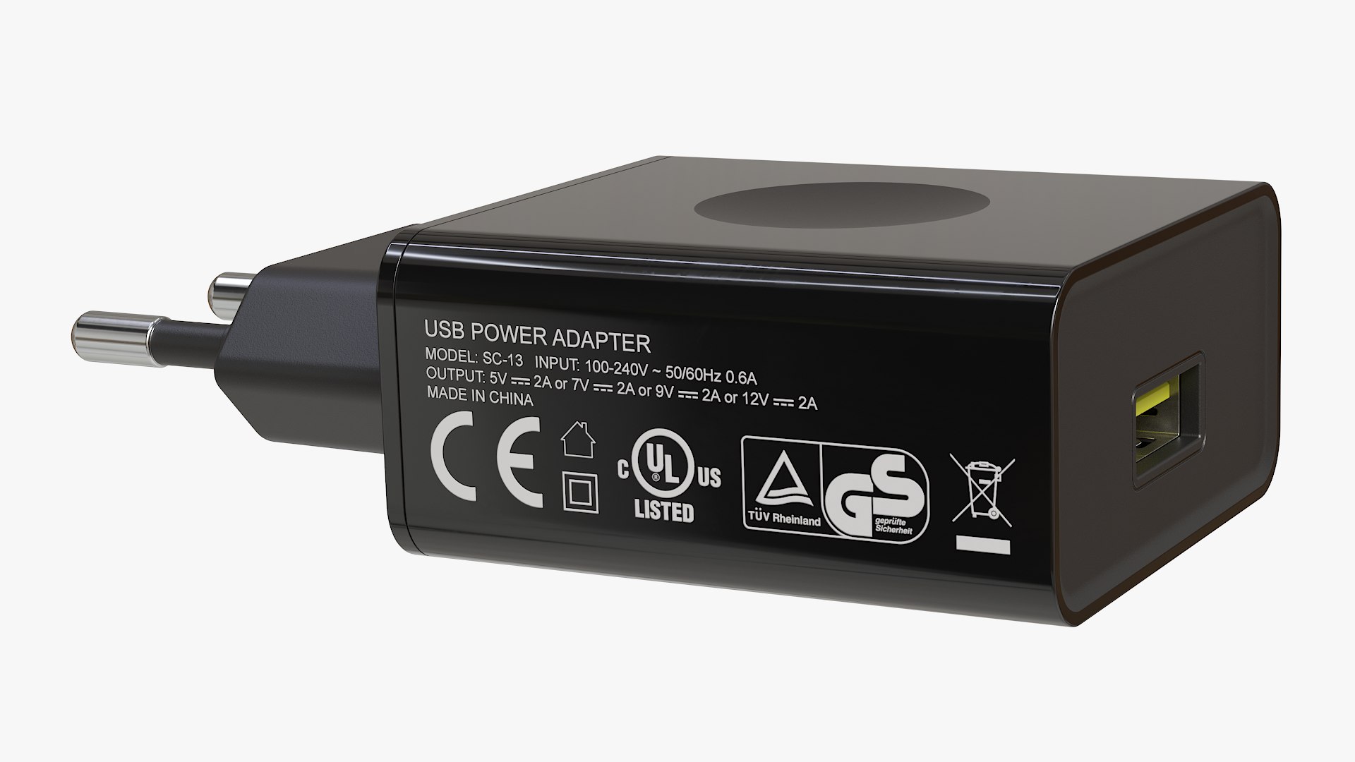 USB Power Adapter 02 EU Black 3D Model - TurboSquid 2245380