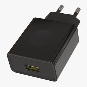 USB Power Adapter 02 EU Black 3D model