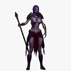 3D Fantasy Female Character Rigged Low Poly 3D Model model