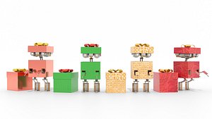 Gift Present Robot Rigged PACKED Low-poly