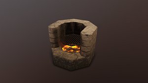 Outdoor braizer oven BBQ low poly 3D model