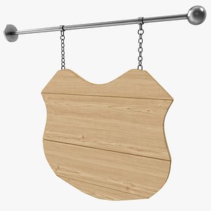 Hanging Wooden Board 3 3D model