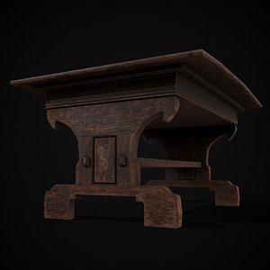 Rustic Elegant Medieval Reading Table 3D model