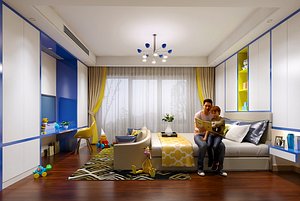 3D Double children Bedroom 3D Model