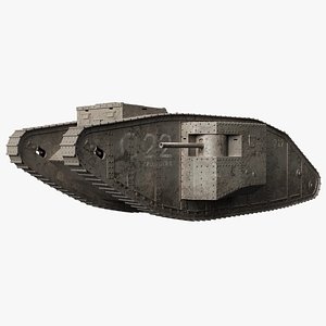 British Mark 1 Tank WW1 3D Model