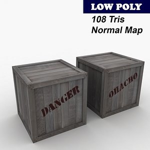 3d wooden crate danger