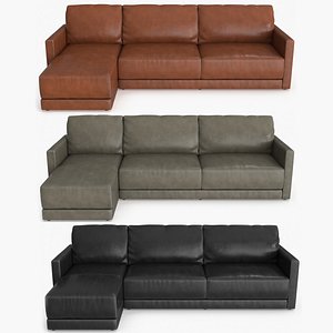 Gather Leather 2-Piece Sectional Sofa 3 colors