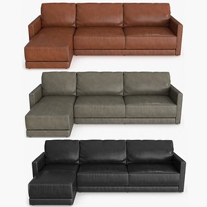 Gather Leather 2-Piece Sectional Sofa 3 colors