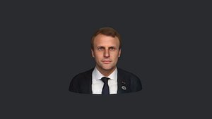 BLENEmmanuel Macron-Realistic bust head readyD 3D