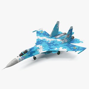Sukhoi Su-27 Ukrainian Fighter Aircraft Rigged model