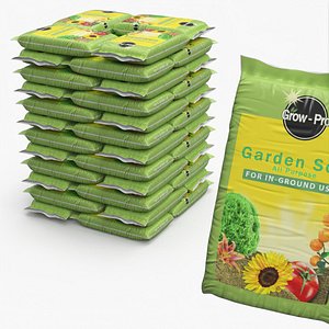 Vegetable Garden Soil Stack of Bags 3D model