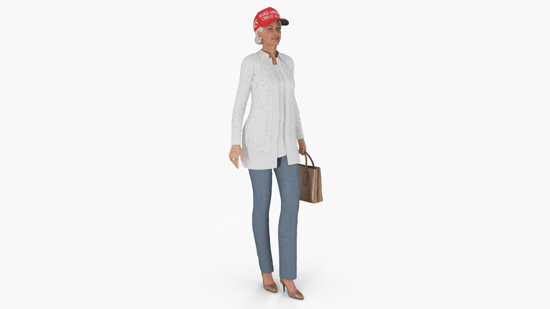Elderly Woman wearing MAGA Hat