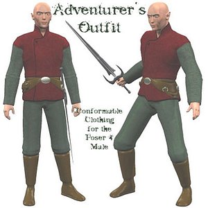 3d male adventure outfit model