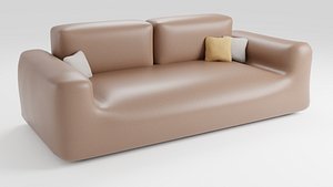 3D Soft leather sofa for relaxing in brown tones