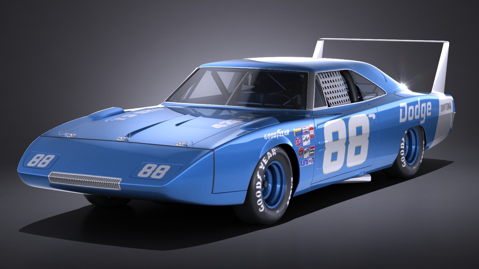 ダッジチャージャーデイトナ1969年NASCAR3Dモデル - TurboSquid