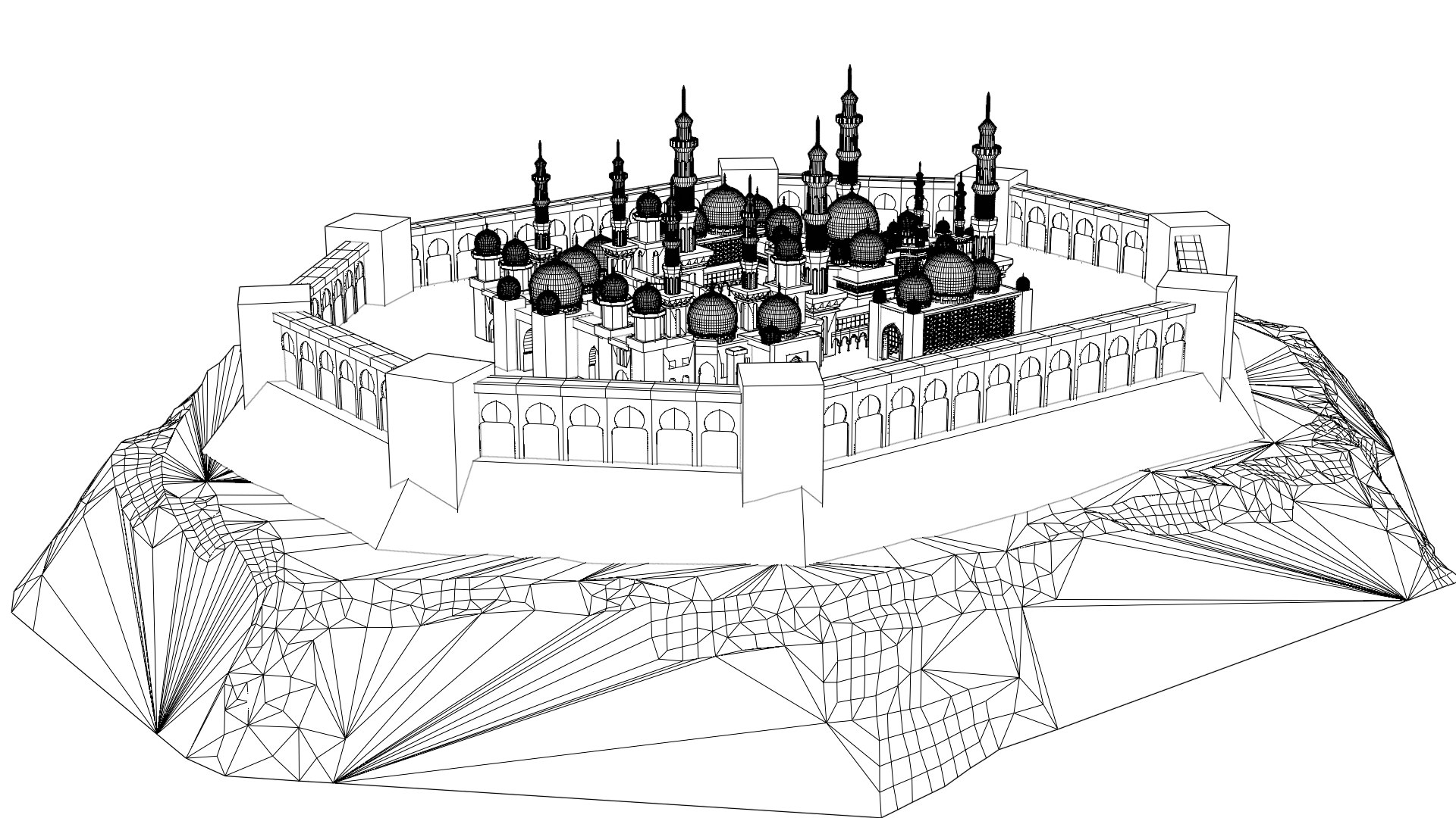 3D Modern Magnificent Mosque Architecture Model - TurboSquid 2213715
