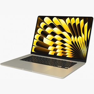 Apple MacBook Air 15 M4 2025 Starlight Rigged 3D