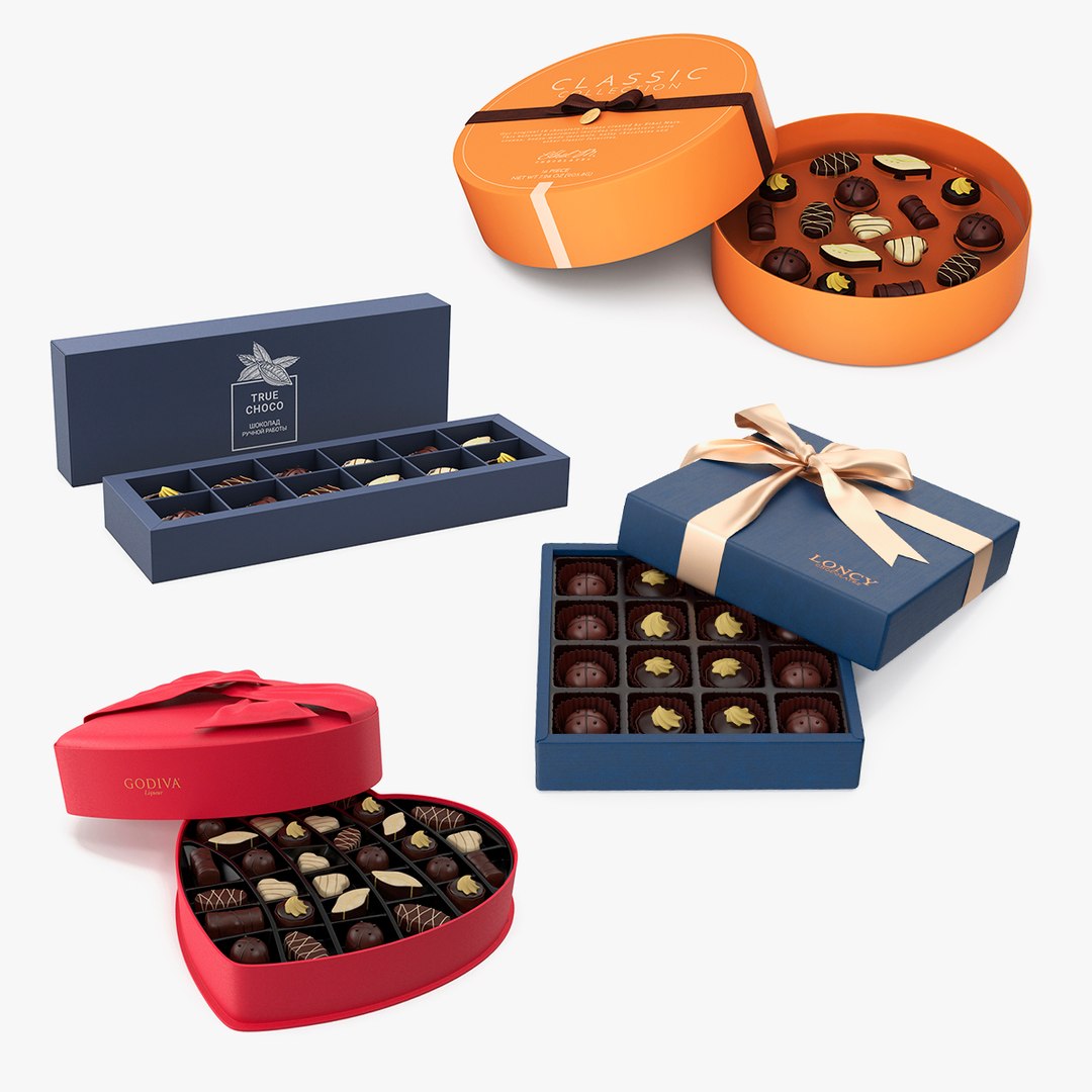 Premium Chocolate Boxes Open Collection 2 3D model preview